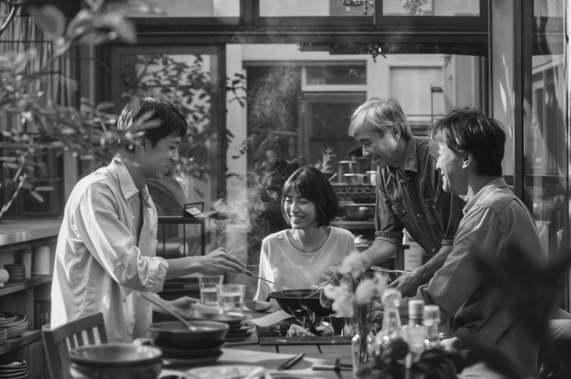 A family sharing a meal together